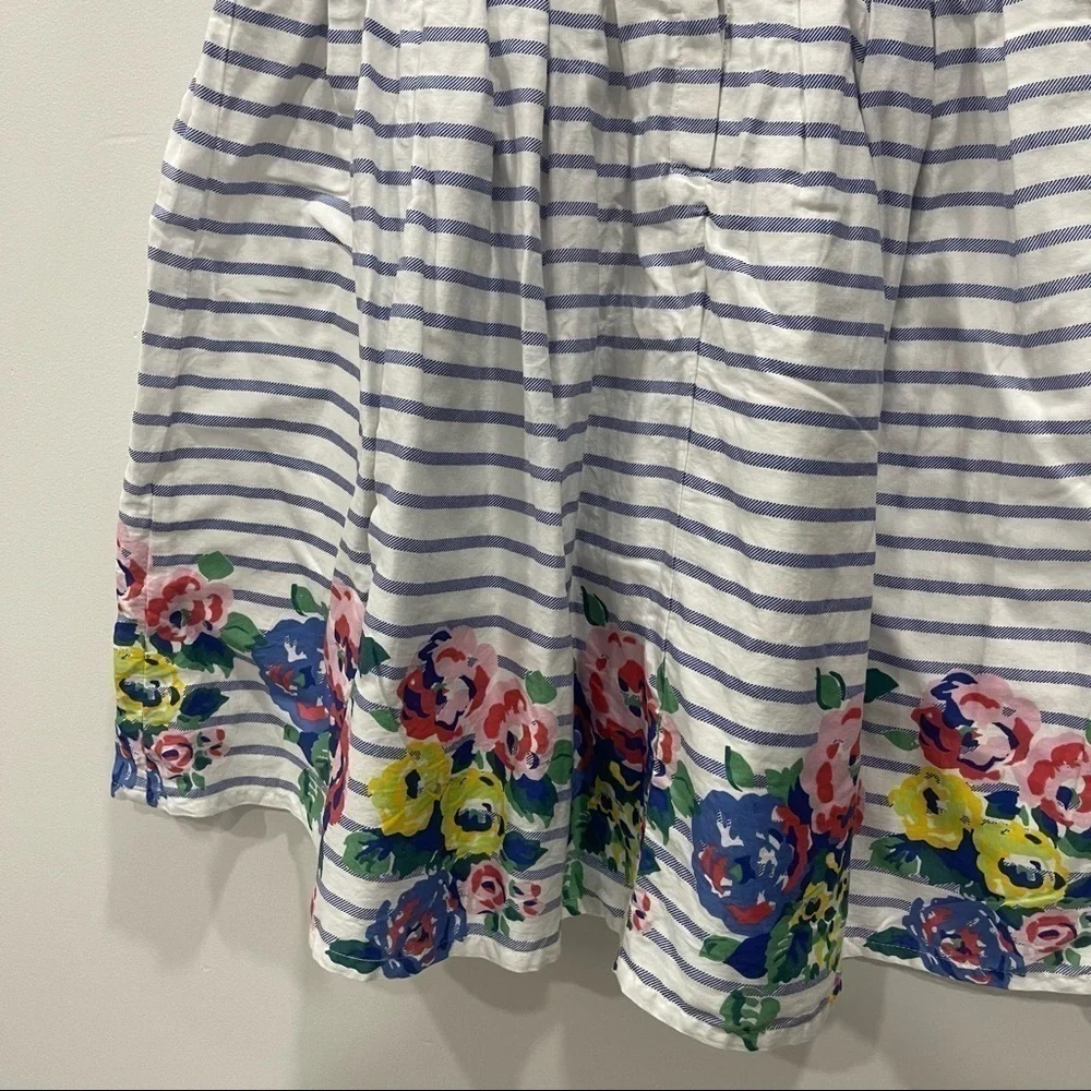 Mini Boden Johnnie B Stripe Floral Trim Cotton Sleeveless Dress Size 15-16y